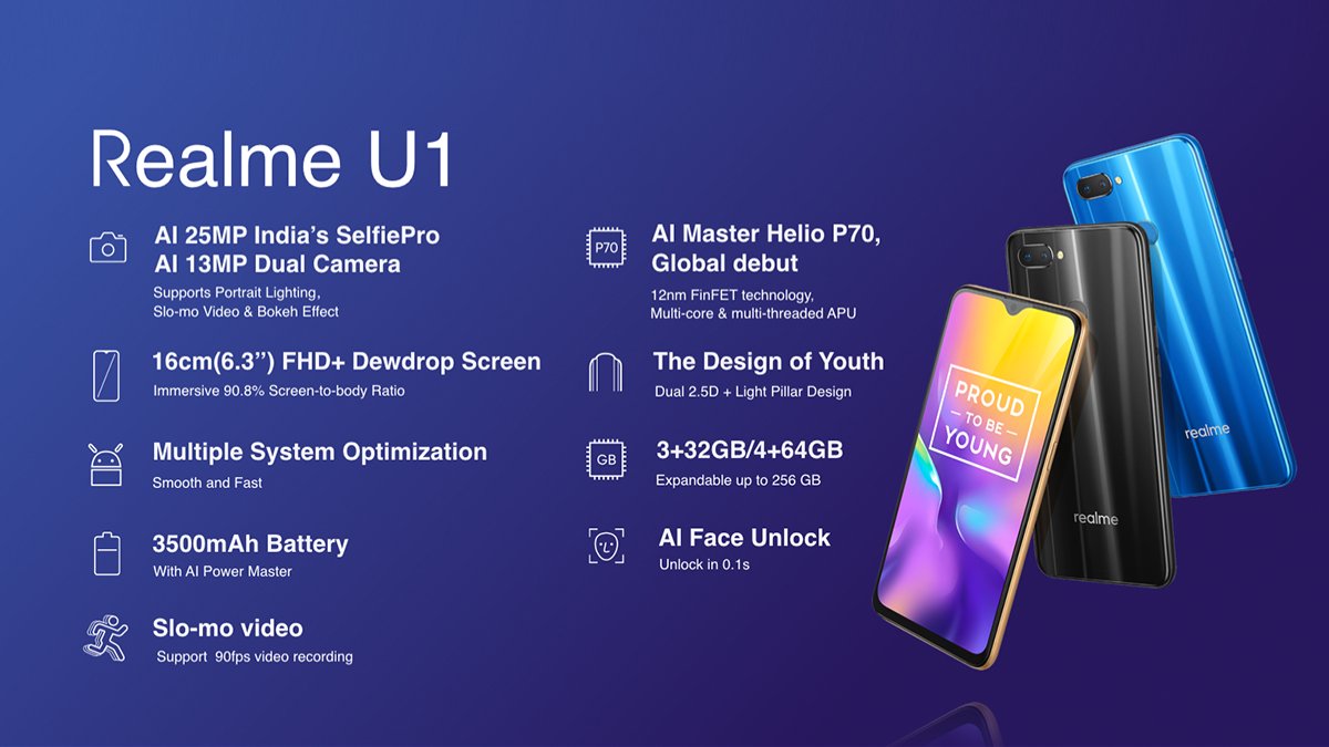 首款联发科P70手机来了！Realme U1正式登场 智能公会